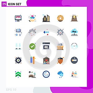 Pack of 25 Modern Flat Colors Signs and Symbols for Web Print Media such as wedding cake, cake, building, canada, sweet