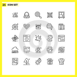 Pack of 25 Modern Lines Signs and Symbols for Web Print Media such as window, pertinent, wedding, idea, marketing