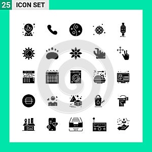 Pack of 25 Solid Style Icon Set. Glyph Symbols for print. Creative Signs Isolated on White Background. 25 Icon Set