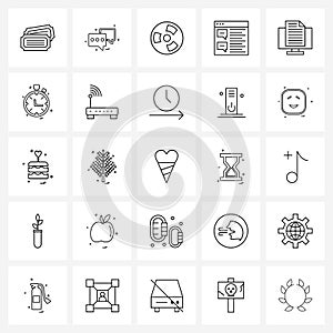 Pack of 25 Universal Line Icons for Web Applications tuition, lesson, danger, web, mockup
