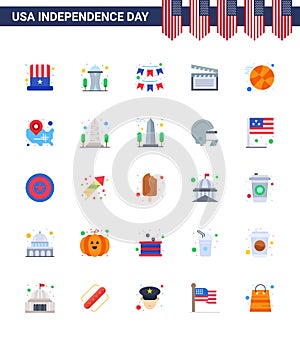 Pack of 25 USA Independence Day Celebration Flats Signs and 4th July Symbols such as basketball; video; american; movis; garland