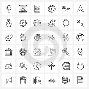 Pack of 36 Universal Line Icons for Web Applications makeup, beauty, calculator, world charities, global charity