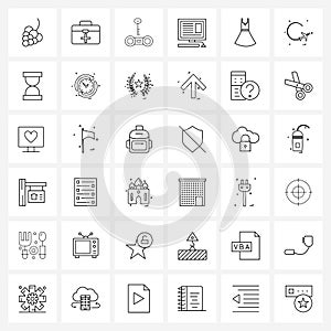 Pack of 36 Universal Line Icons for Web Applications top, outdoor, cuffs, entertain, activities