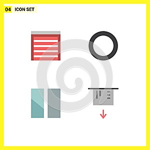 Pack of 4 creative Flat Icons of door, image, house, shim, atm