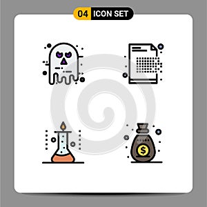 Pack of 4 Modern Filledline Flat Colors Signs and Symbols for Web Print Media such as avatar, erasure, halloween, data, laboratory