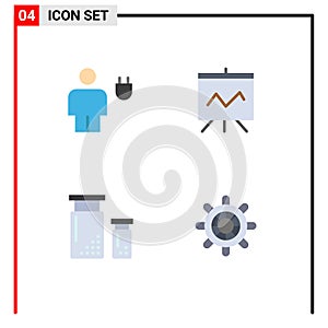 Pack of 4 Modern Flat Icons Signs and Symbols for Web Print Media such as avatar, colors, human, graph, development
