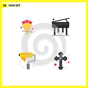 Pack of 4 Modern Flat Icons Signs and Symbols for Web Print Media such as beauty, paint, wedding, piano, celebration