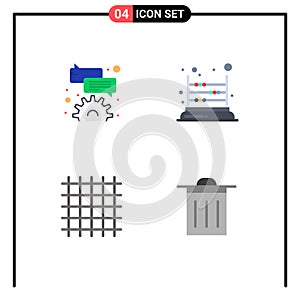 Pack of 4 Modern Flat Icons Signs and Symbols for Web Print Media such as bubble, layout, game, mathematics, streamline