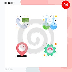 Pack of 4 Modern Flat Icons Signs and Symbols for Web Print Media such as call, ecommerce, message, research, efficiency