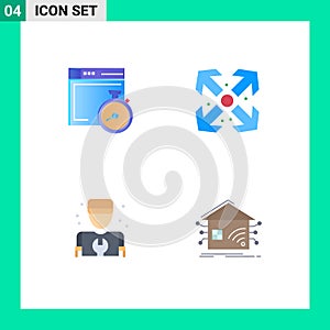 Pack of 4 Modern Flat Icons Signs and Symbols for Web Print Media such as file, plumber, computing, maximize, automation
