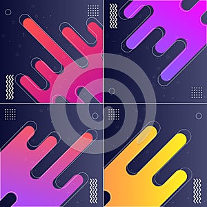 Pack of 4 Vector Illustrations of Modish Backgrounds with Designed Shapes