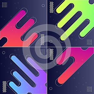 Pack of 4 Vector Illustrations of Modish Backgrounds with Designed Shapes