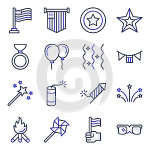 Pack of 4th July Flat Icons