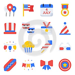 Pack of 4th July Flat Icons