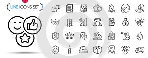 Pack of 5g wifi, Corrupted file and Fake information line icons. Pictogram icon. Vector