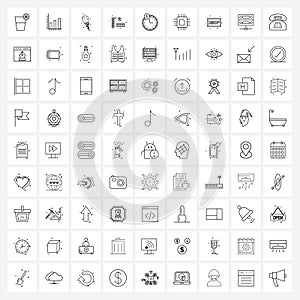 Pack of 81 Universal Line Icons for Web Applications time, delivery, ice cream, picnic, sea