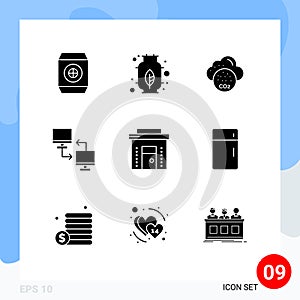 Pack of 9 creative Solid Glyphs of ecommerce, business, co, transfer, mobile