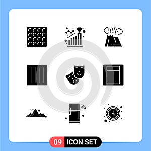 Pack of 9 creative Solid Glyphs of laundry, drip dry, dangerous, clothing, disaster