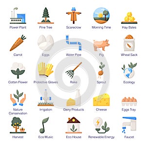 Pack Of Agriculture Flat Icons