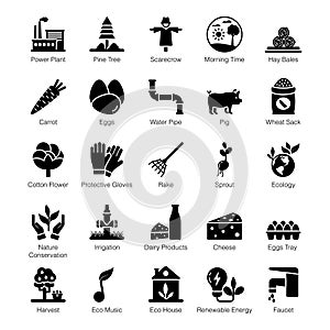 Pack Of Agriculture glyph Icons