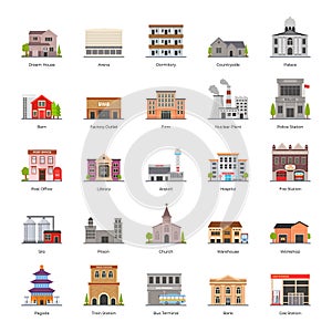 Pack Of Architectures Flat Icons