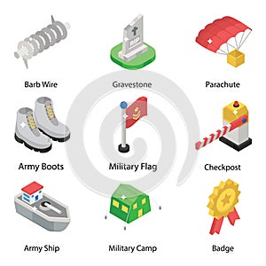 Pack Of Army Isometric Icons