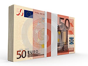 Pack of banknotes. Fifty euros.