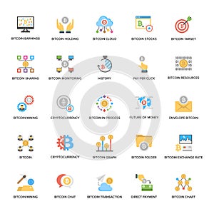 A Pack of Bitcoin and Cryptocurrency Flat Icons