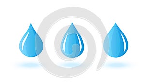 pack of blue water droplet icon on white background