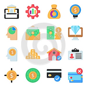 Pack of Business and Finance Flat Icons