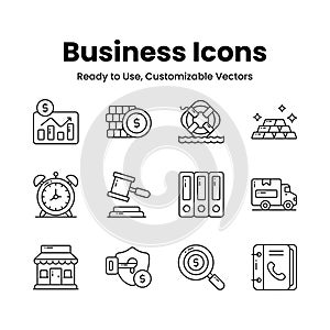 Pack of business and finance vectors set in modern design style, ready to use in web, mobile apps and all presentation projects