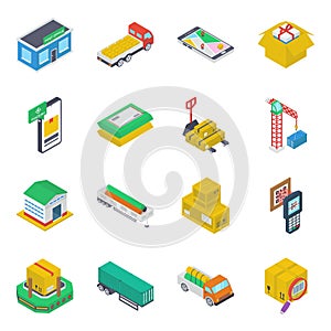 Pack Of Cargo Isometric Icons