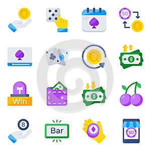 Pack of Casino, Gambling and Bar Flat Icons photo