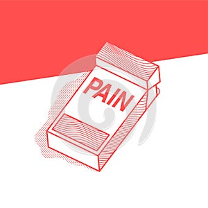 The pack of cigarettes with inscription pain. Vector illustrations.