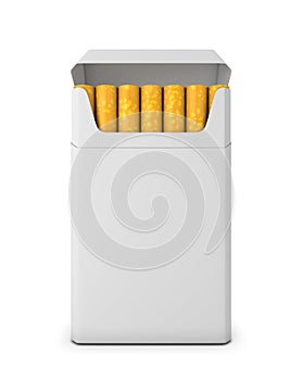 Pack of cigarettes opened on white background