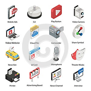 Pack Of Cinematography Isometric Icons
