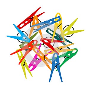 Pack of Clothes Peg. Vector.