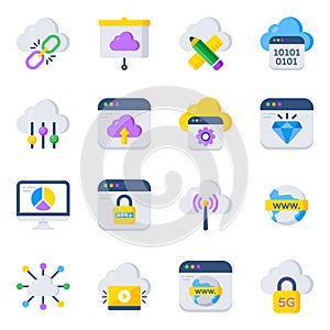 Pack of Cloud Computing and Hosting Flat Icons