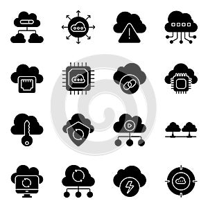 Pack of Cloud Computing and Hosting Solid Icons