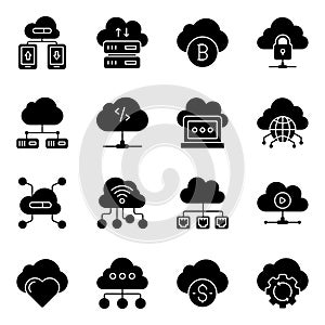 Pack of Cloud Computing and Technology Solid Icons