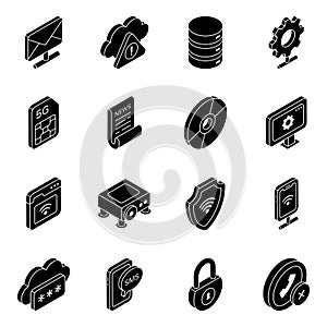 Pack of Cloud Hosting Solid Icons