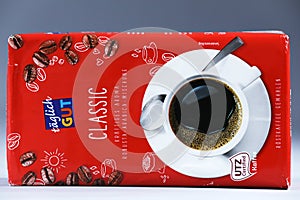 Pack of coffee from Aldi, private brand