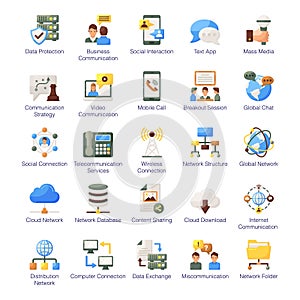 Pack Of Communication Flat Icons