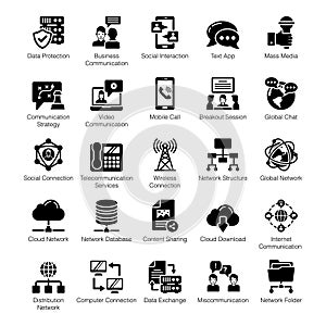Pack Of Communication glyph Icons