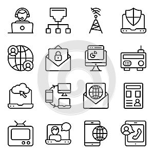 Pack of Communication Media Linear Icons