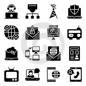 Pack of Communication Media Solid Icons