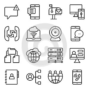 Pack of Communication and Network Technology Linear Icons