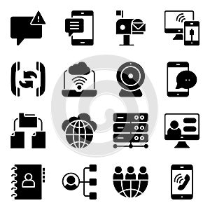 Pack of Communication and Network Technology Solid Icons