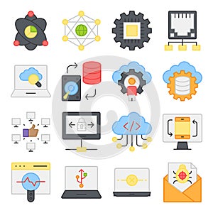 Pack of Computer and Hardware Flat Icons