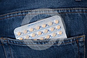 Pack of contraceptive pills on a pocket